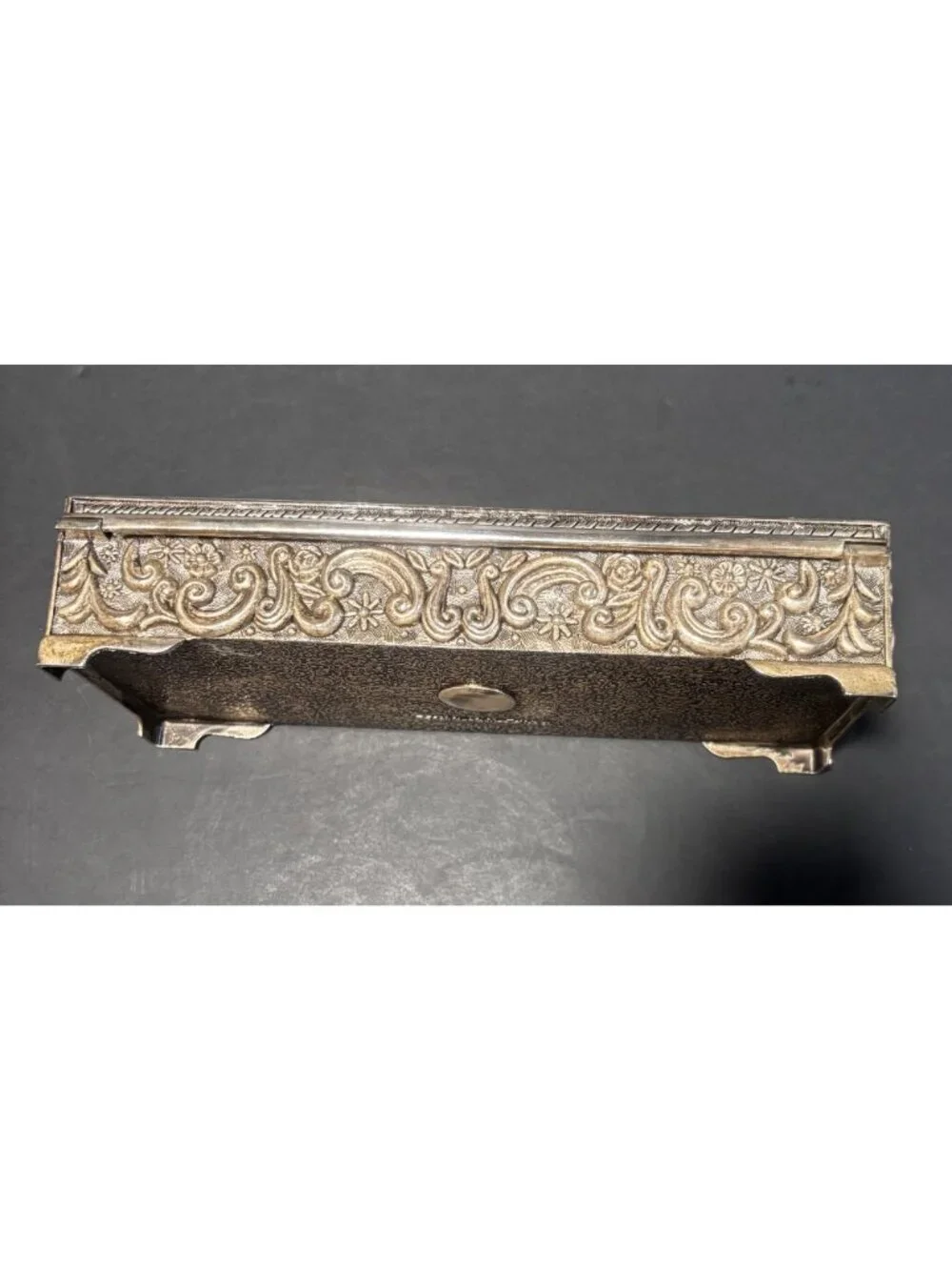 Godinger Silver 1992 Silverplate Jewelry Box Embossed Floral Vintage Decor